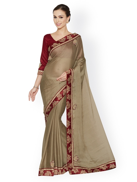 

Indian Women Beige Chiffon Saree