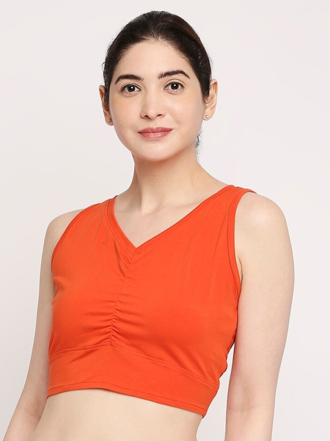 

Autumn Hues Orange Ruched Crop Top