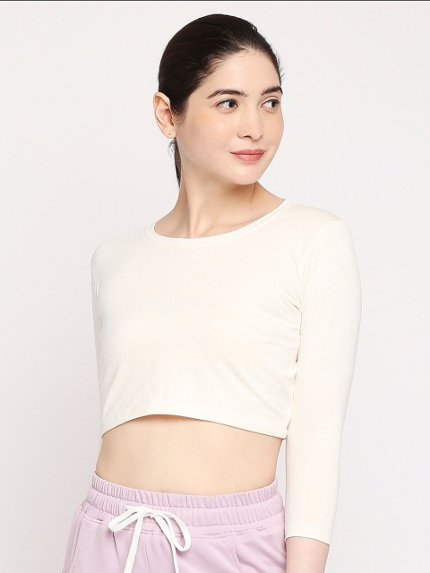 

Autumn Hues White Knitted Crop Top