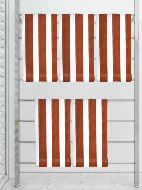 

Athom Trendz Set Of 5 Maroon Striped 210 GSM Pure Cotton Bath Towels