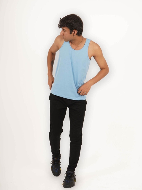 

Melangebox Men Blue V-Neck T-shirt