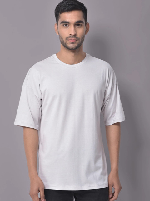 

Melangebox Men Grey Oversized Drop Shoulder Sleeves T-shirt