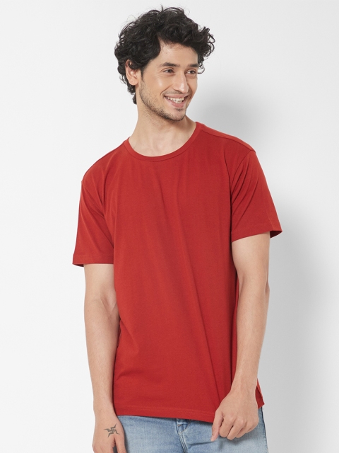 

Melangebox Men Brown Henley Neck Extended Sleeves T-shirt