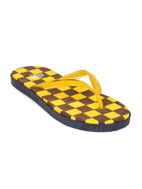 

Liberty Women Yellow & Blue Printed Rubber Thong Flip-Flops