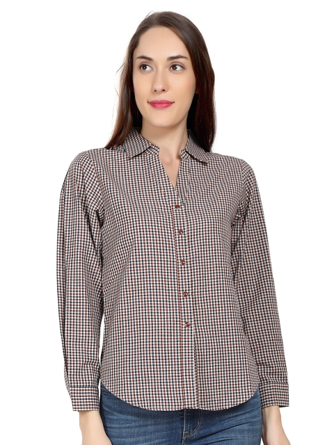 

ZINNIA Red & ghost gray Striped Mandarin Collar Shirt Style Top