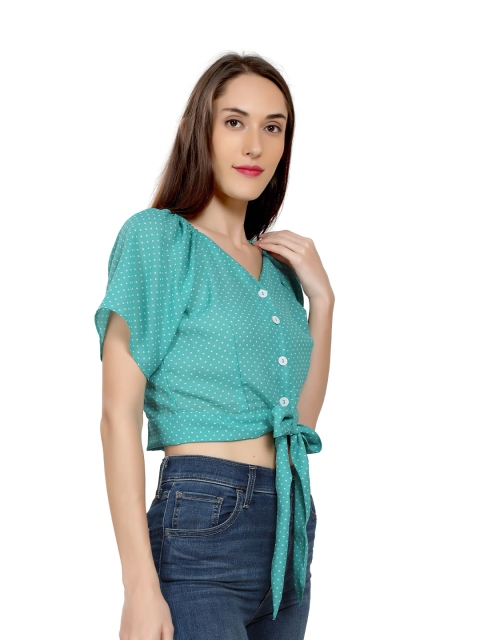 

ZINNIA Green Crepe Crop Top