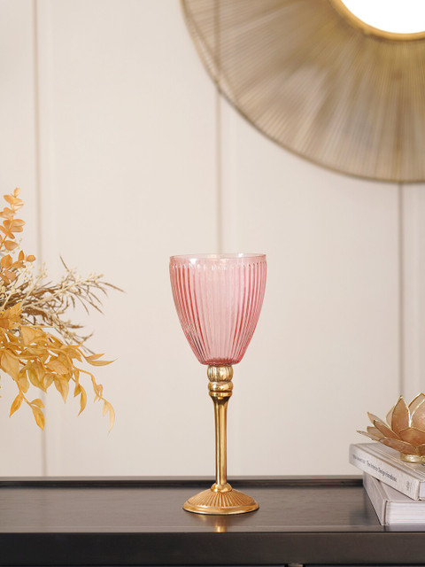 

Pure Home and Living Pink & Gold-Toned Textured Fiesta Small Votive Candle Holder