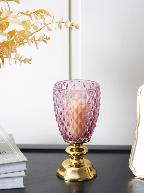 

Pure Home and Living Pink Textured Candle Holders