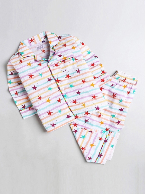 

KOOCHI POOCHI Unisex Kids White & Red Printed Night suit