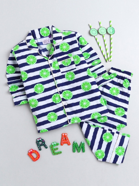 

KOOCHI POOCHI Unisex Kids Blue & White Printed Night suit