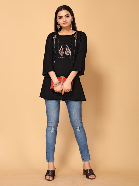 

all about you Black Floral Print Top