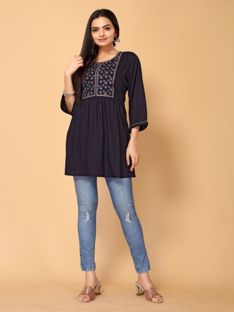 

all about you Blue Print Indigo Top