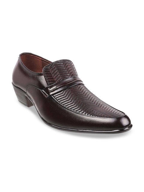 

Metro Men Maroon Textured Leather Formal Loafers
