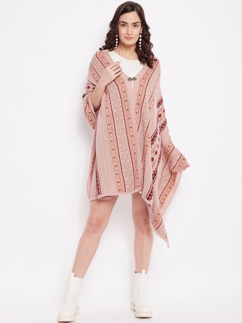 

Knitstudio Women Peach & Red Woven Design Shawl