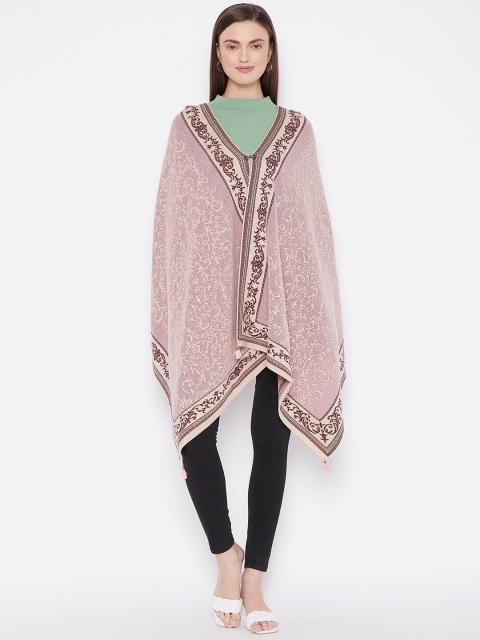 

Knitstudio Women Pink Woven-Design Shawl