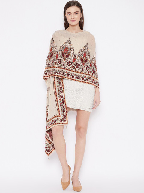 

Knitstudio Women Beige Woven Design Shawl