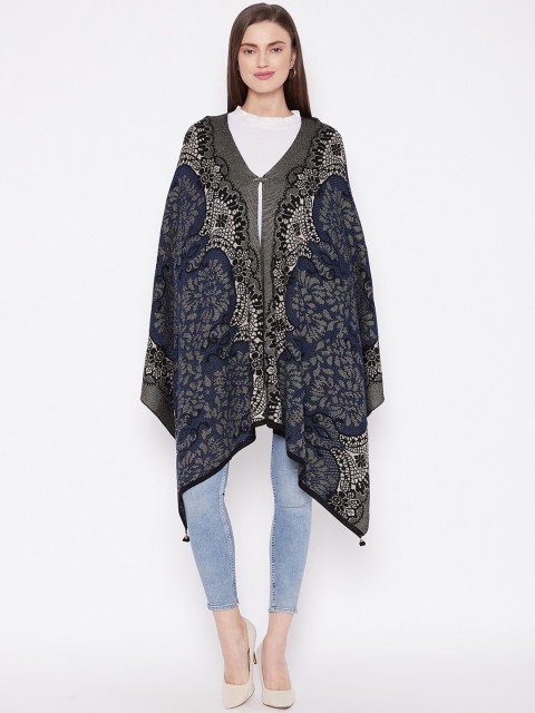

Knitstudio Women Navy Blue Woven Design Shawl