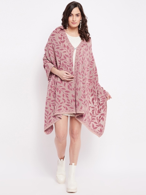 

Knitstudio Women Peach-Coloured Woven-Design Shawl