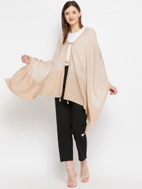 

Knitstudio Women Beige Woven-Design Shawl