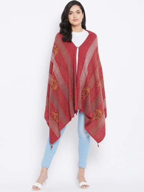 

Knitstudio Women Red & Grey Woven-Design Shawl