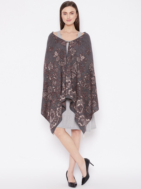 

Knitstudio Women Grey & Brown Woven-Design Shawl