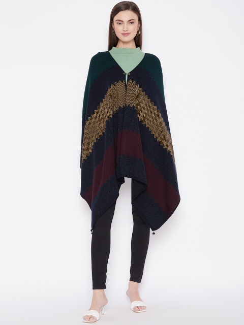 

Knitstudio Women Navy-Blue & Yellow Woven-Design Shawl
