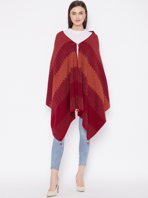 

Knitstudio Women Red Woven-Design Shawl