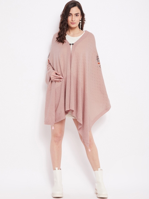 

Knitstudio Women Peach-Coloured Woven-Design Shawl