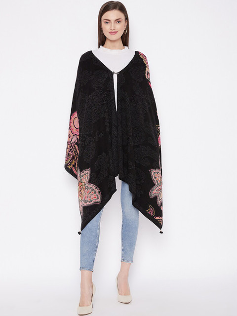 

Knitstudio Women Black & Pink Woven-Design Shawl