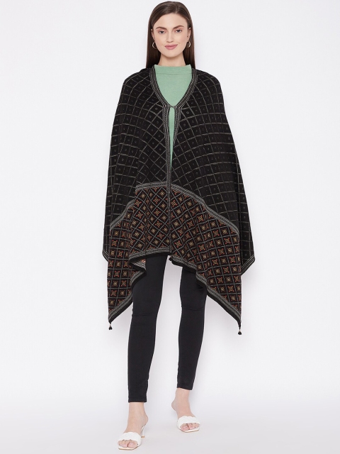 

Knitstudio Women Black & White Woven Design Shawl