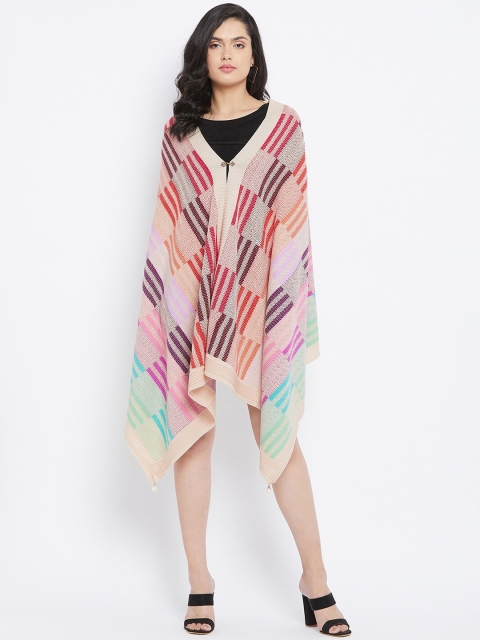 

Knitstudio Women Pink Woven-Design Shawl