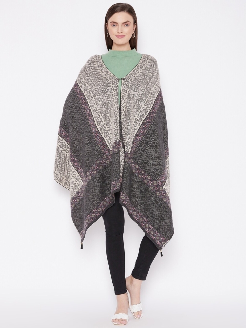 

Knitstudio Women Grey Woven-Design Shawl