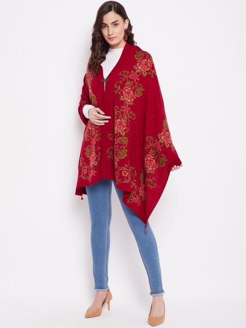 

Knitstudio Women Red Knitted Design Shawl