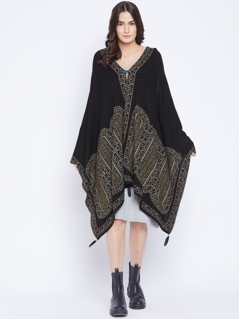 

Knitstudio Women Black & White Woven-Design Shawl
