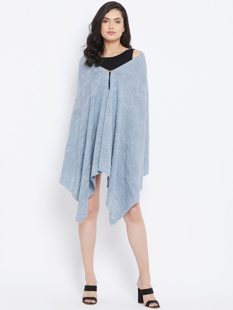 

Knitstudio Women Blue Solid Knitted Shawl