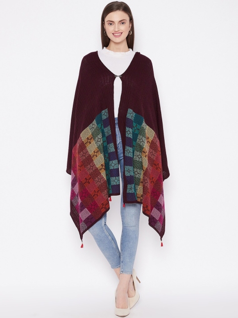 

Knitstudio Women Maroon Ethnic Motifs Woven Acrylic Shawl