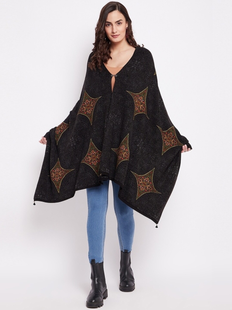 

Knitstudio Women Black Chevron Printed Woven Shawl