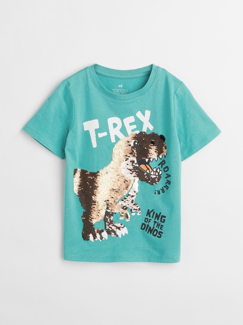 

H&M Boys Turquoise Blue Sequinned T-shirt