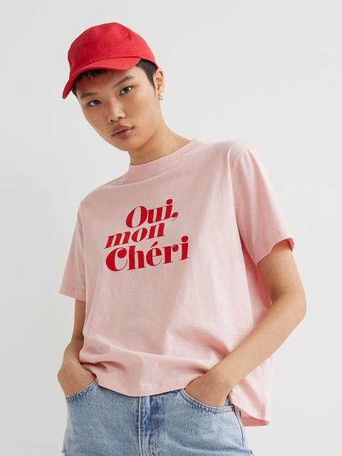 

H&M Women Pink Cotton T-shirt