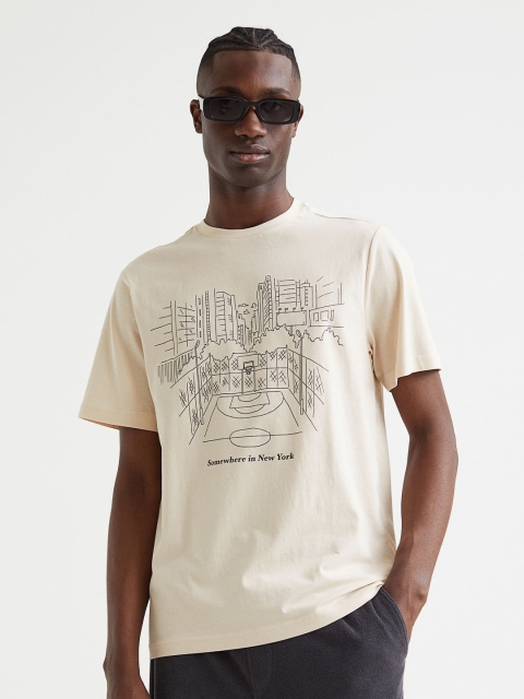 

H&M Beige Printed T-shirt