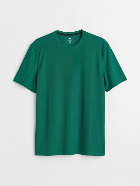 

H&M Men Green Solid Regular Fit Short-Sleeved Sports Top