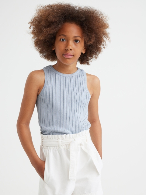 

H&M Girls Blue Rib Knit Top