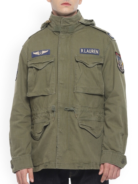 

Polo Ralph Lauren Men Olive Green Solid Hooded Tailored Jacket