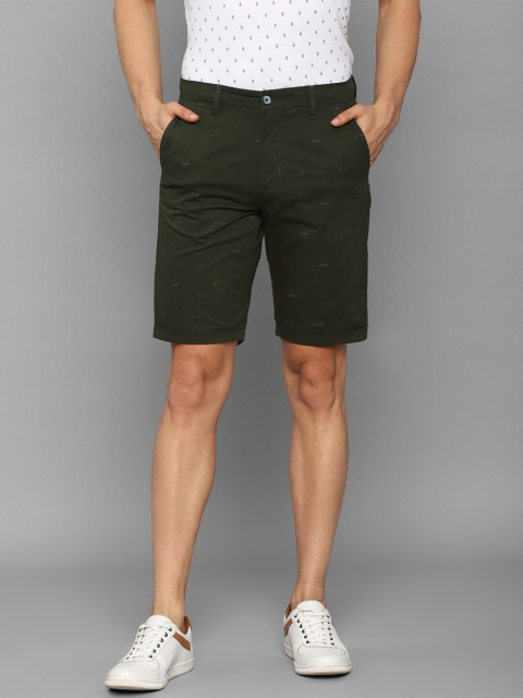 

Louis Philippe Sport Men Olive Green Printed Slim Fit Shorts