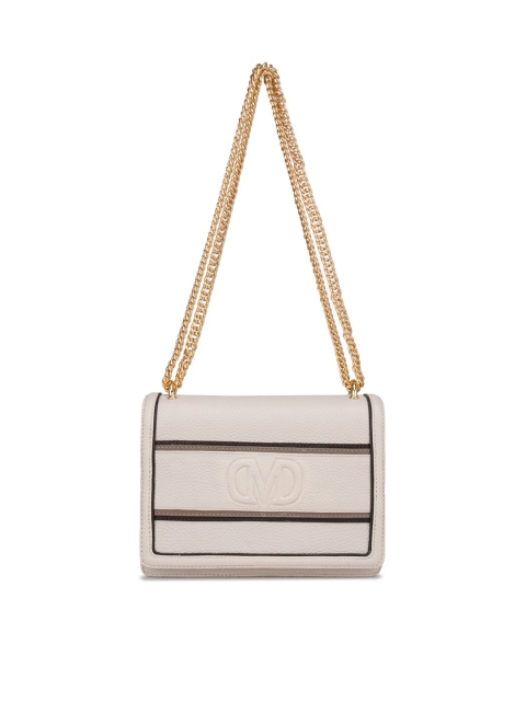 

Da Milano White Leather Structured Sling Bag with Tasselled