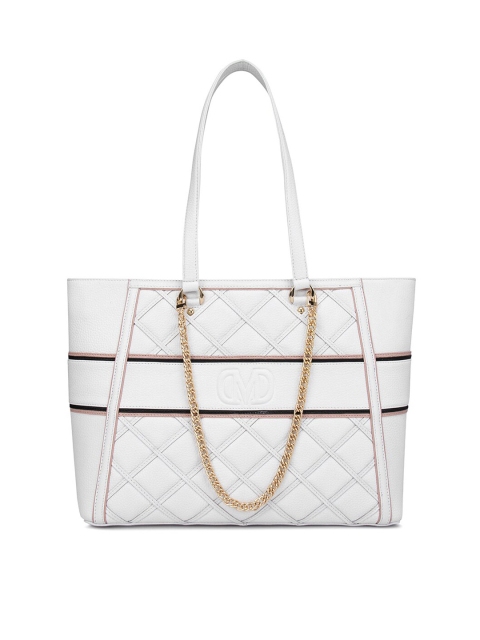 

Da Milano White Checked Leather Oversized Shopper Shoulder Bag with Quilted