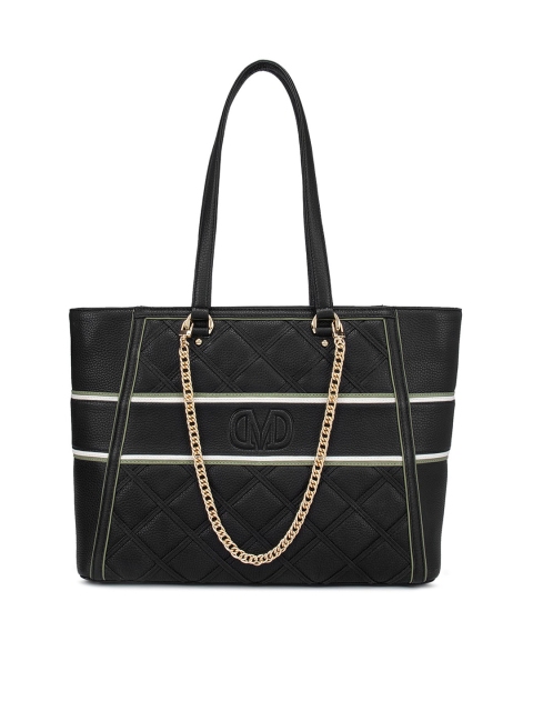 

Da Milano Black Leather Oversized Shopper Shoulder Bag with Quilted