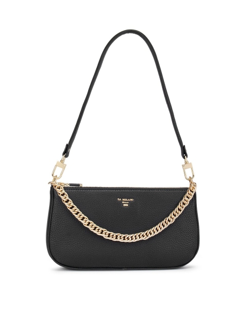 

Da Milano Black Leather Structured Sling Bag