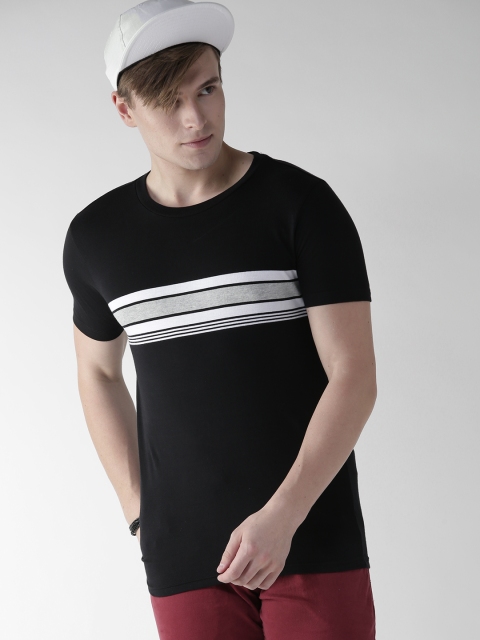 

Aeropostale Men Black Striped Round Neck Pure Cotton T-shirt