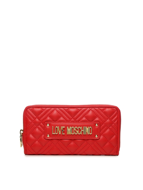 

LOVE MOSCHINO Women Red Geometric Leather Money Clip